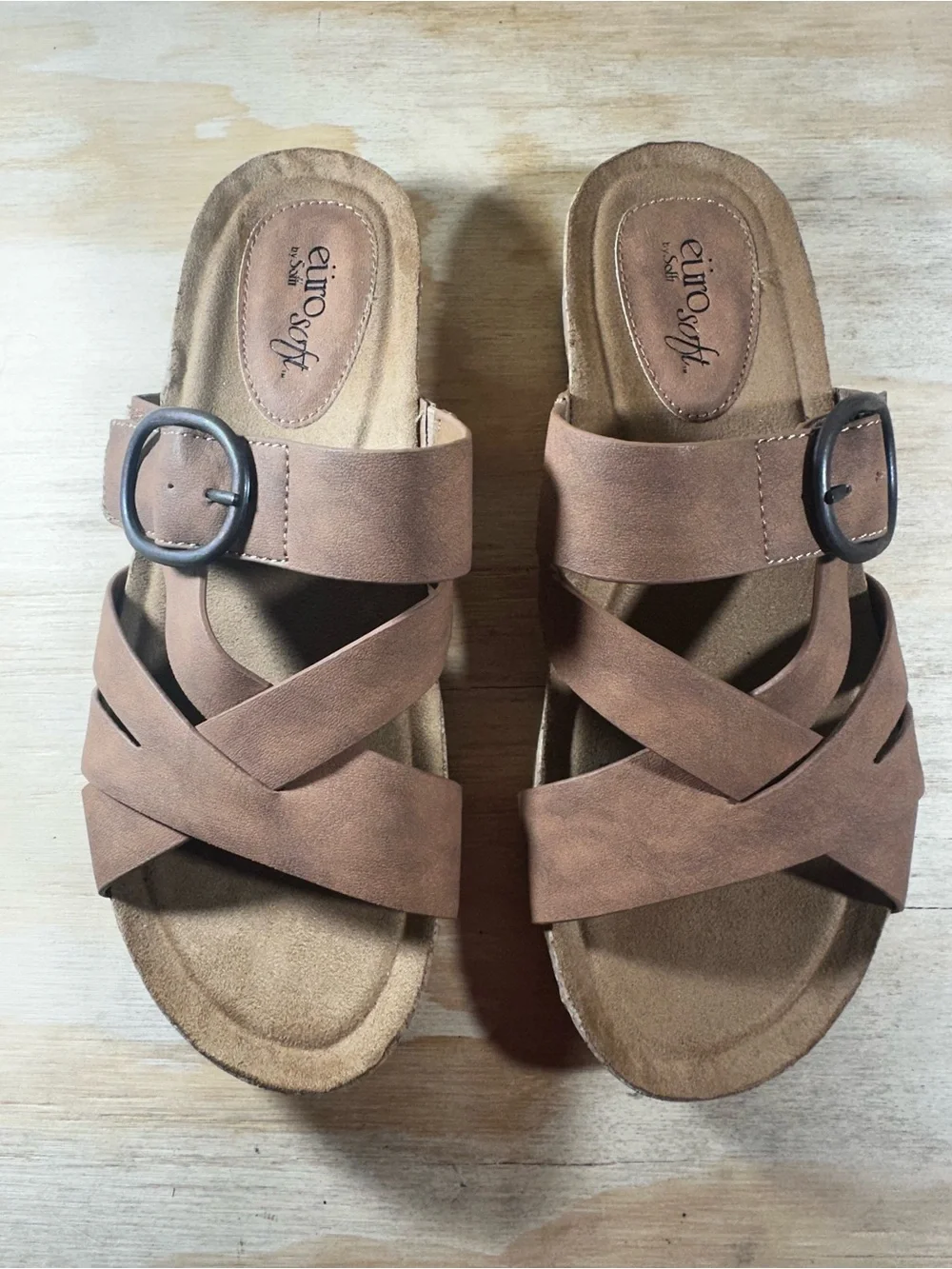 Eurosoft Gwenda Brown Cork Slide Sandals Women’s Size 8.5
